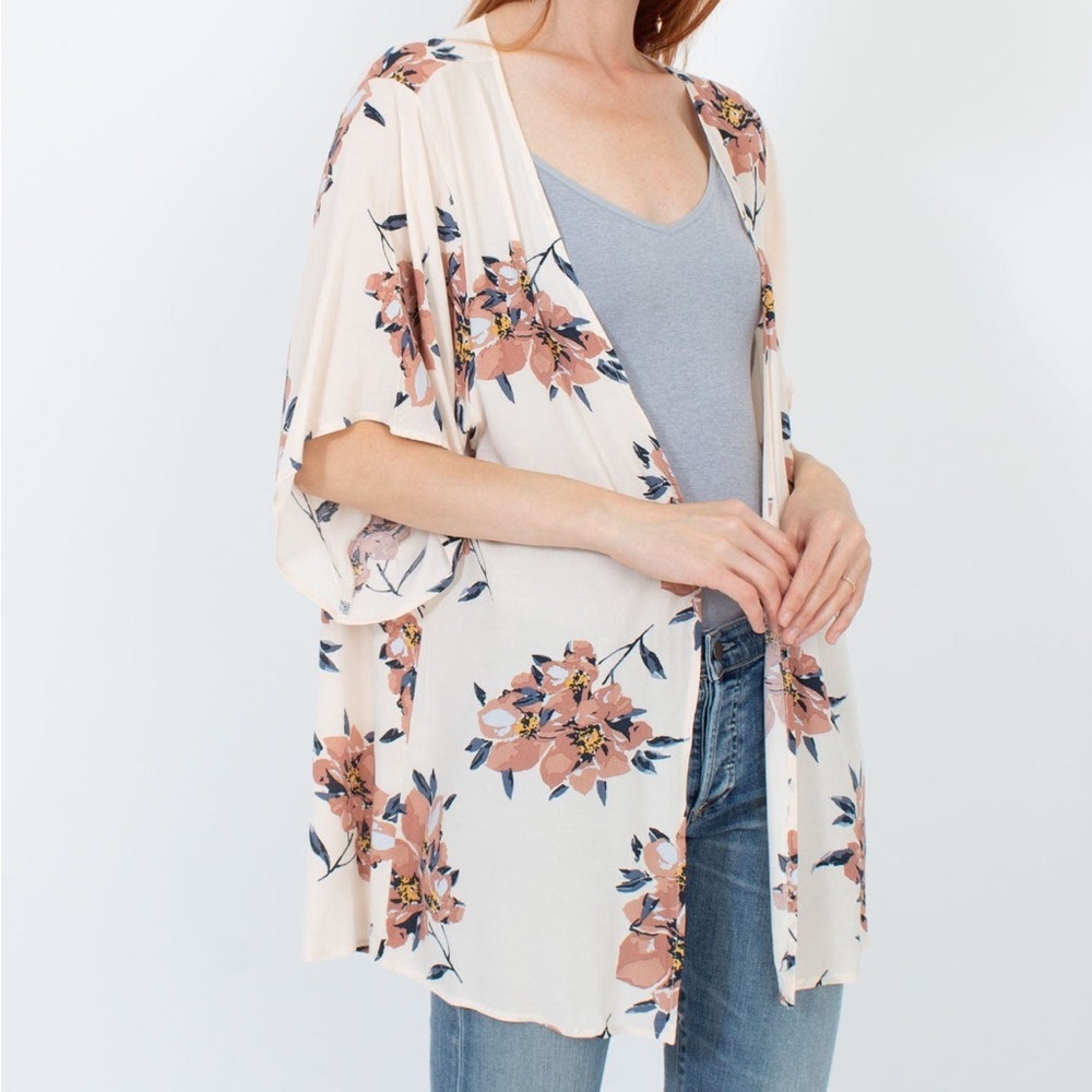 Saltwater Luxe Floral Open Front Kimono Cover Up ONE SIZE